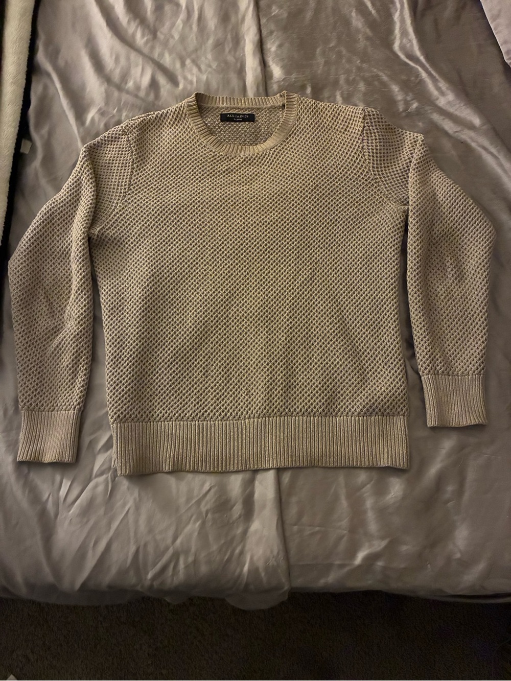 All Saints Men’s Crewneck Sweater in Light Beige